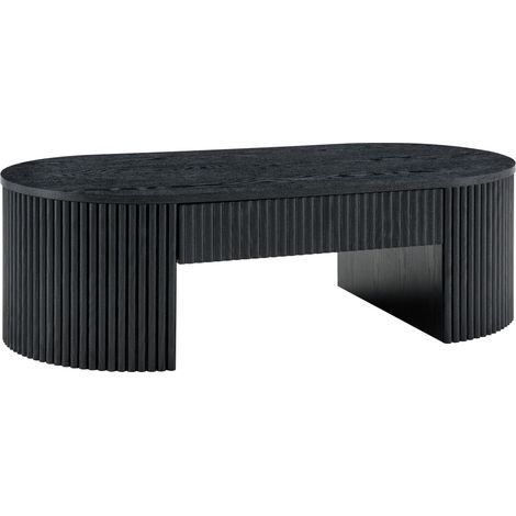Mesa de centro ovalada negra de MDF con acabado estriado (1/5)