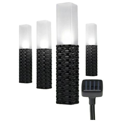 LAMPADE DA GIARDINO SOLARI IN RATTAN 4 pezzi 43 cm