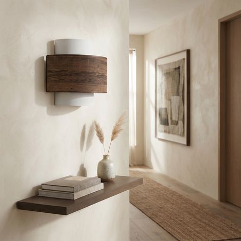 Aplique de Pared con Tejido de Madera Oscura Serie CIRA (1/5)