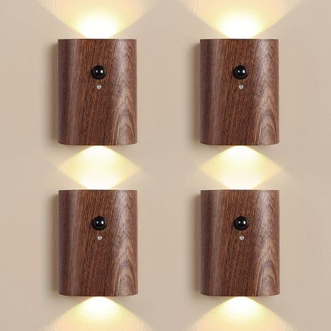 Applique murale à LED, veilleuses à détecteur de mouvement, applique murale, appliques murales rechargeables, 4 pièces (1/5)