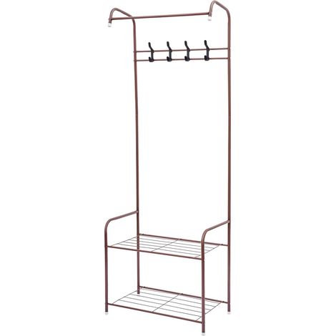 Porte-manteau en fer avec tringle et étagère pour chambre à coucher, penderie, buanderie (1/5)