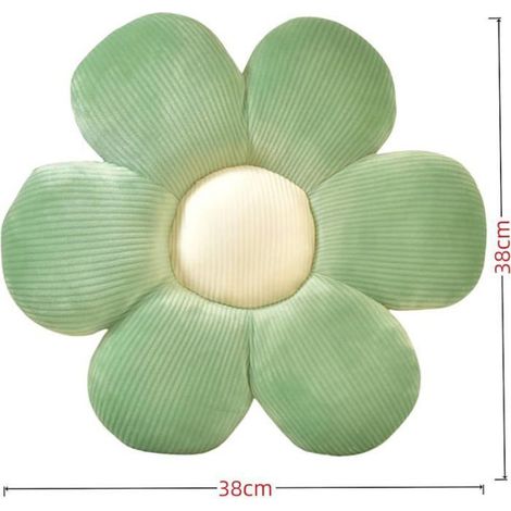 1 Coussin décoratif marguerite, vert sauge, 38x38 cm, peluche douce, pour salon, chambre, bureau (1/5)