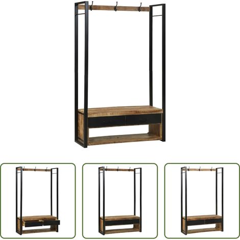 Rangement chambre - Porte-vêtements avec tiroir Marron Bois de manguier massif (1/5)