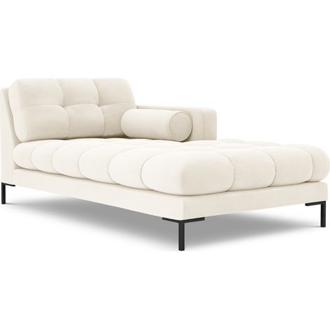 Méridienne droite en velours beige clair (1/5)