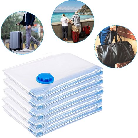Wolketon karpal Vakuumbeutel 5er Set 80x100 CM, Aufbewahrungsbeutel für Kleidung & Bettwäsche, platzsparende Kleidersäcke mit Ventil, wiederverwendbar & transparent (1/5)