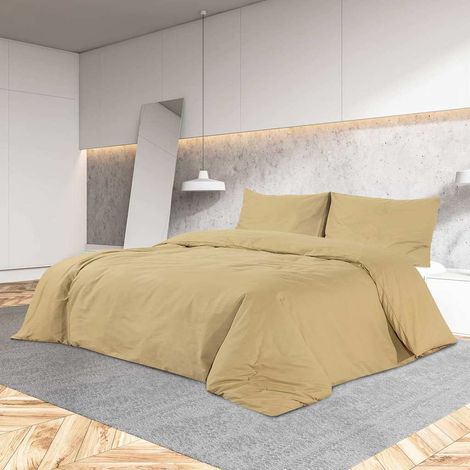 vidaXL Juego de funda nórdica microfibra ligera gris taupé 135x200 cm (1/4)