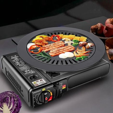 Sartén redonda coreana para barbacoa sin humo，Plancha antiadherente de acero inoxidable para uso en interiores