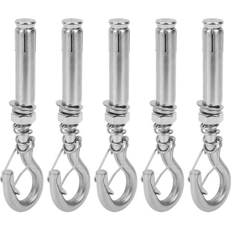Lot de 5 vis à expansion à crochet, à coupelle ouverte, en acier inoxydable 304, M8, pour fournitures industrielles. (1/5)