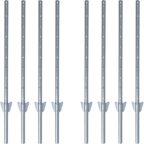 Zaunpfosten Zaunanker Erdanker 107 cm 8er Set Zaunhalter Pfostenset Pfosten Grau