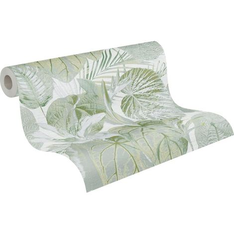 Papier peint intissé Motif jungle Vert/blanc/gris/doré 10,05 x 0,53 m Fabriqué en Allemagne (1/5)