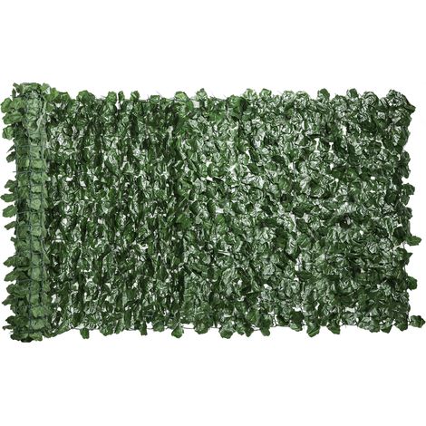 Rotolo di Siepe Finta per Balcone e Giardino 300x100 cm con Foglie di Edera in PE Verde Scuro (1/5)