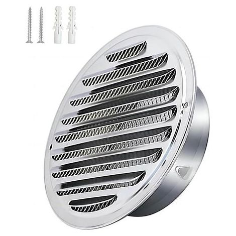 Acier Inoxydable Rond Grille de Ventilation de Tuyau D'échappement, Capot de Sortie D'air, Grille D'évacuation D'air Ronde, Hotte de Désenfumage Avec Moustiquaire, 70mm (1/5)