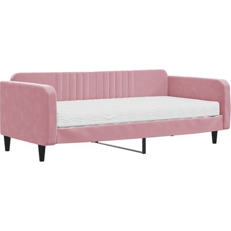 Maison Exclusive - Tagesbett mit Matratze Rosa 100x200 cm Samt (1/5)
