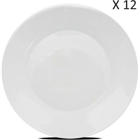 Service d'assiettes plates à dessert - JUANIO - Service 12 pièces - Verre opale - Ø20 cm - Micro-ondes & lave-vaisselle (1/4)