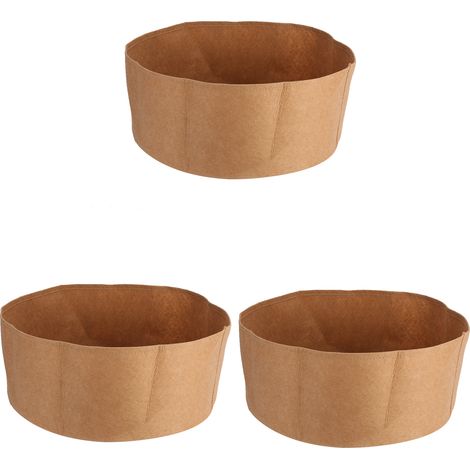 Lot de 3 sacs de culture ronds épais non tissés de 10 gallons (38 litres) pour semis, couleur kaki. (1/5)