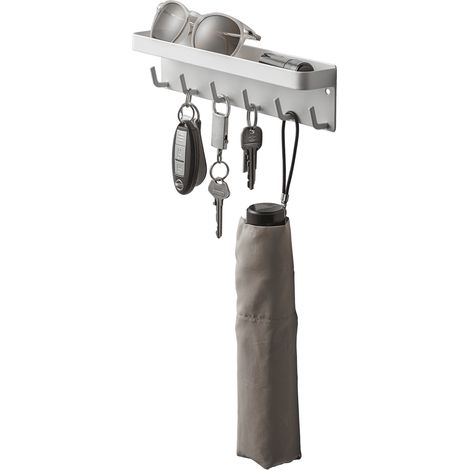Porte-clés magnétique Yamazaki Home, acier, supporte 2 kg - L 4,5 x l 24,5 x H 6 cm, blanc (1/5)