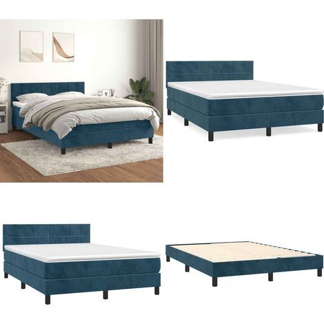 Boxspringbett mit Matratze Dunkelblau 140x190 cm Samt - Samtbett - Boxspringbett - Doppelbett - Bettauflage - Matratze - Home & Living (1/5)