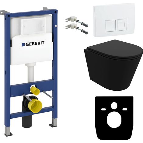 GEBERIT WC Set mit Vorwandelement, Wand-WC und Spülknopf