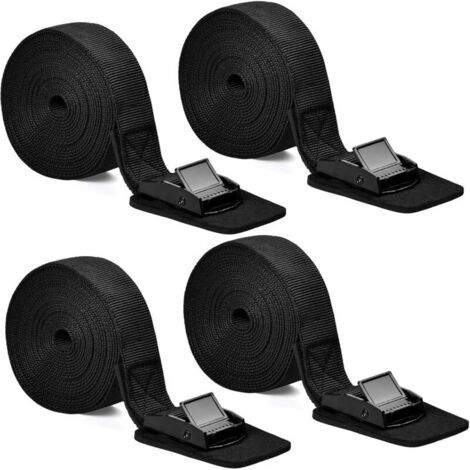 4 Pcs Sangle D'arrimage Sangle de Fixation avec Boucle Réglable Sangle de Tension avec Serrure à Pince, Sangle de Serrage Sangle de Fixation Sangle Cliquet pour Transport Vélo Moto Bagage, 25mmx3m (B)