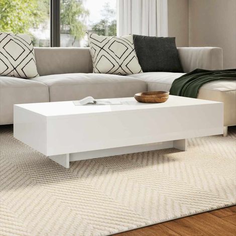 Vidaxl – Table basse rectangulaire blanche brillante 115x55x31 cm – MDF haute qualité – Facile à nettoyer avec chiffon humide