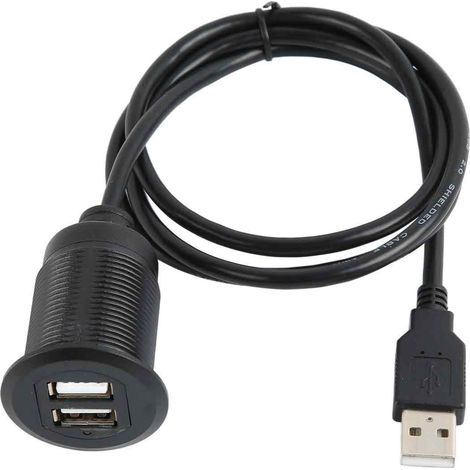 Cable USB A Macho a Hembra - Montaje Empotrado Resistente al Agua - Para Coche Barco Caravana - 2 Puertos USB 2.0 - 1 Unidad (1/5)