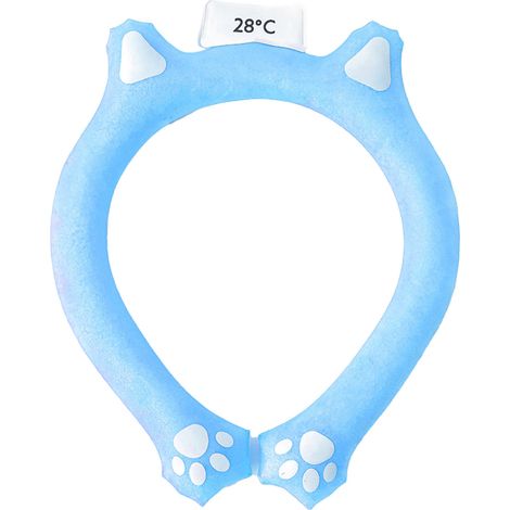 Collier de refroidissement réutilisable, tour de cou rafraîchissant sans mains, bleu, pour l'été, chaleur, sport et plein air. (1/5)