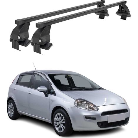 OMAC Dachträger Querträger Stahl für Fiat Punto Evo 2009-2012 3Tür – Abschließbar – City-Crash-getestet – DIN 75302:2019 – ISO/PAS 11154:2006 – Max. 50 kg Schwarz (1/5)