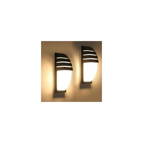 2 Pack Applique Murale Extérieure LED, 6W IP65 Étanche Lampe Murale 3000K Lumière Chaude, Luminaire Mural Noir pour Cour, Jardin, Chambre, Salon, 26CM x 9CM (1/5)