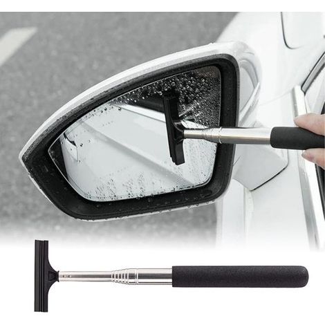 Ausziehbarer Auto-Rückspiegelabzieher, Wasserreiniger mit langer Teleskopstange, tragbares Reinigungsgerät für Spiegel, Duschwände und Windschutzscheiben, schwarz (1/5)