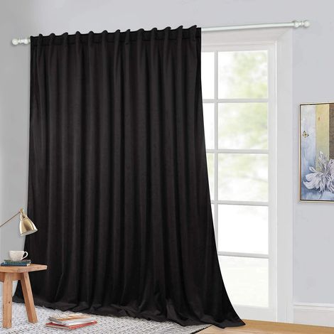 1 Panneau de Rideaux occultants en Velours pour Porte coulissante – Rideaux verticaux à Isolation Thermique – Panneau Extra Large pour Chambre de Studio, Noir, 254 x 305 cm (1/5)