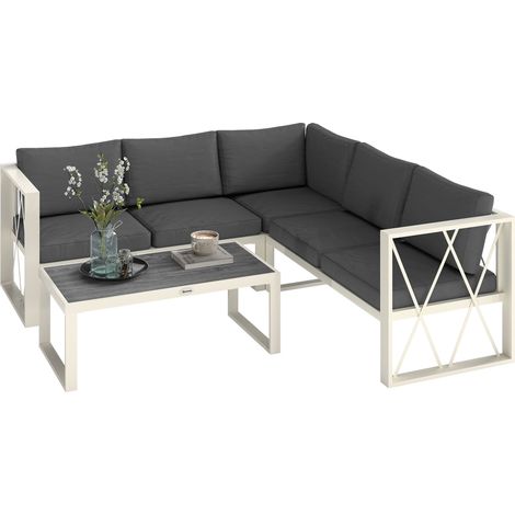 Outsunny 5 Seater Sectional Outdoor Sofa Set with Loveseats for Garden Grey (1/5)
