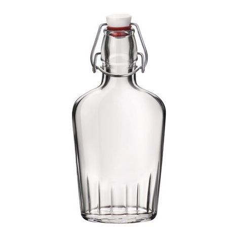 12 Bottiglia forma Fiaschetta in Vetro Trasparente 25 cl con Tappo Ermetico tascabile Per Condimenti Bevande liquori olio aceto mini bottiglia Bormioli Rocco Made in Italy