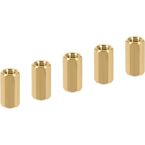5 pcs M5 Espaceurs, Laiton Hex pcB Entretoises Écrous, Conserver Hauteur Cohérent, Excellent pour Carte Mère, Circuit Carte, Électronique (Or Tone, 15mm)