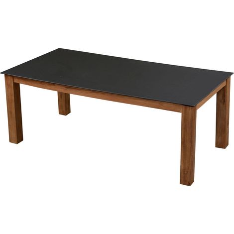 Inko Gartentisch Teakholz recycelt 200x100 cm Terrassentisch Tischplatte nach Wahl Deropal weiß (1/5)