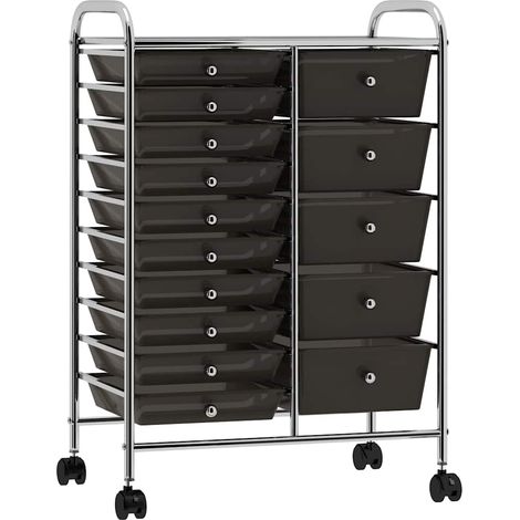 vidaXL Carrito de almacenaje portátil XXL 15 cajones plástico negro (1/5)