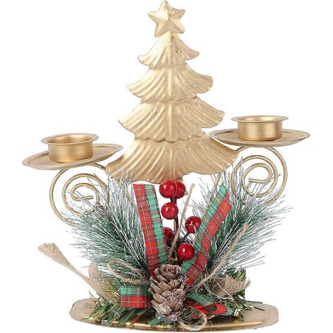1 bougeoir de Noël décoratif en fer forgé-16.5X14CM-Green (1/2)