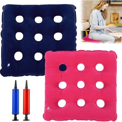 Lot de 2 coussins de siège gonflables, coussin gonflable en PVC, coussin de siège de chaise roulante en PVC, siège de prévention des douleurs de pression
