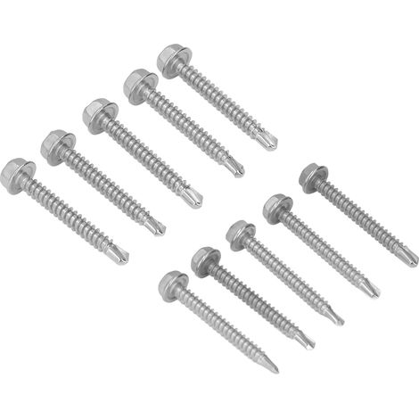 Vis à tôle autoperceuse lot 100 pièces tête hexagonale acier inoxydable 410 4,2x38mm 4,8x38mm (1/5)