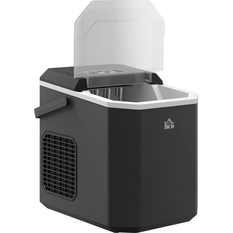 Macchina del Ghiaccio Autopulente da 9 Cubetti in 6-13 Minuti 22.2x29.4x29 cm in PP e Rame Nera