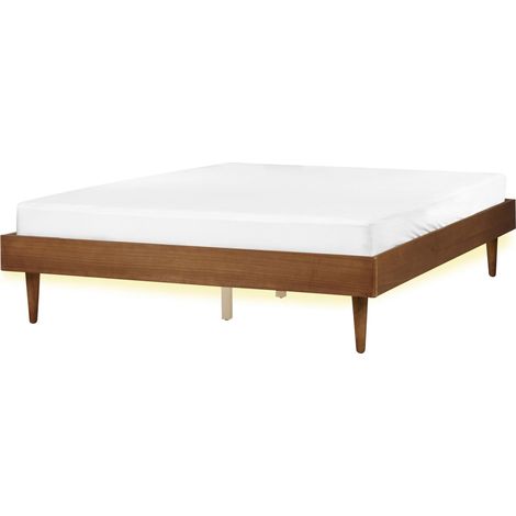 Bett mit LED TOUCY 160 x 200 cm Braune Esche