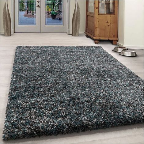 Tapis shaggy rectangle bicolore moderne Benno Bleu 120x170 (1/5)