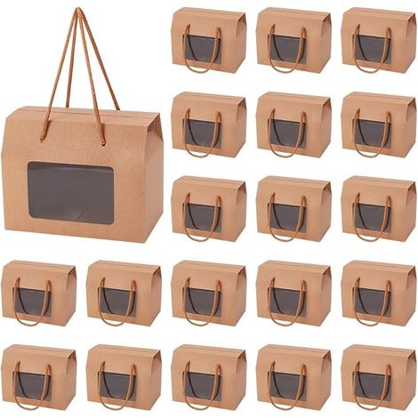 20 Pack of Kraft Paper Bags Standing 15 x 9 x 12 cm BurlyWood (1/5)