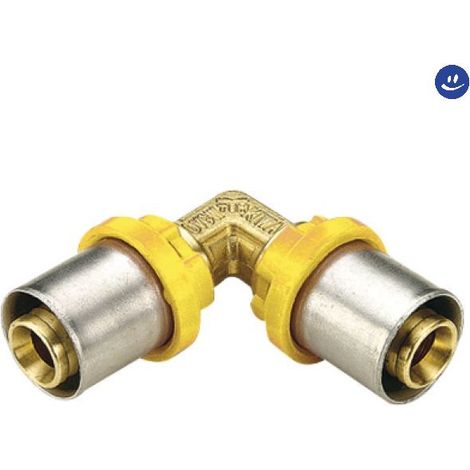 Raccordo per multistrato gas curvo doppio diam. 16