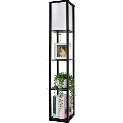 Lampadaire LED en bois – Lampadaire à trois niveaux de 1,6 m de haut – Luminaire décoratif adapté aux salons, chambres ou bureaux