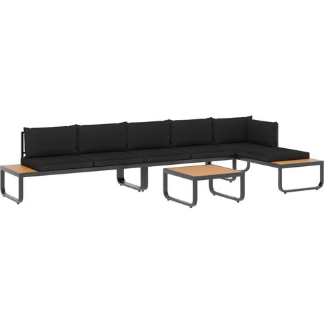 Lot de 4 Canapés d'angle de jardin, Canapé d'extérieur, Meuble de jardin, et coussins Aluminium et WPC OIB1832E (1/5)