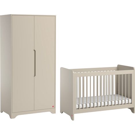 Lit bébé 60x120 et armoire 2 portes Vox Ova Beige