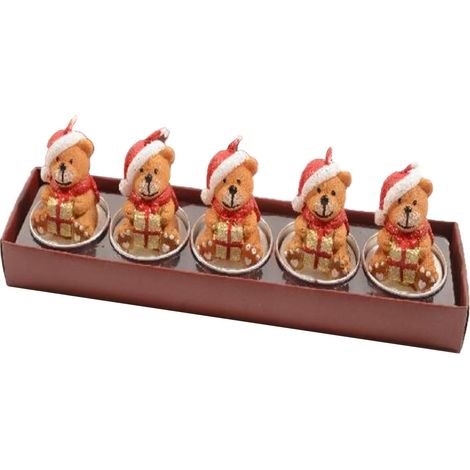 Set da 5 pezzi candele segnaposto tealight in PVC per decorazioni natalizie -Orsi (1/2)