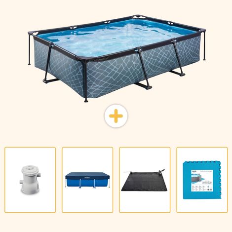 Exit-toys Piscine Exit Rectangulaire - Effet Pierre - 300x200x65 cm - 5-pièces S273 (1/5)