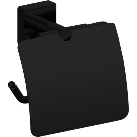 Inda - Porta rotolo basculante con coperchio Forum Quadra nero (1/2)