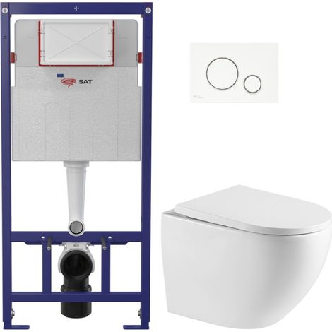 Swiss Aqua Technologies WC-Set Vorwandelement ECO 2L SAT + Hänge-WC SAT + Betätigungsplatte weiß/chrom (STEST67WR03-IN)